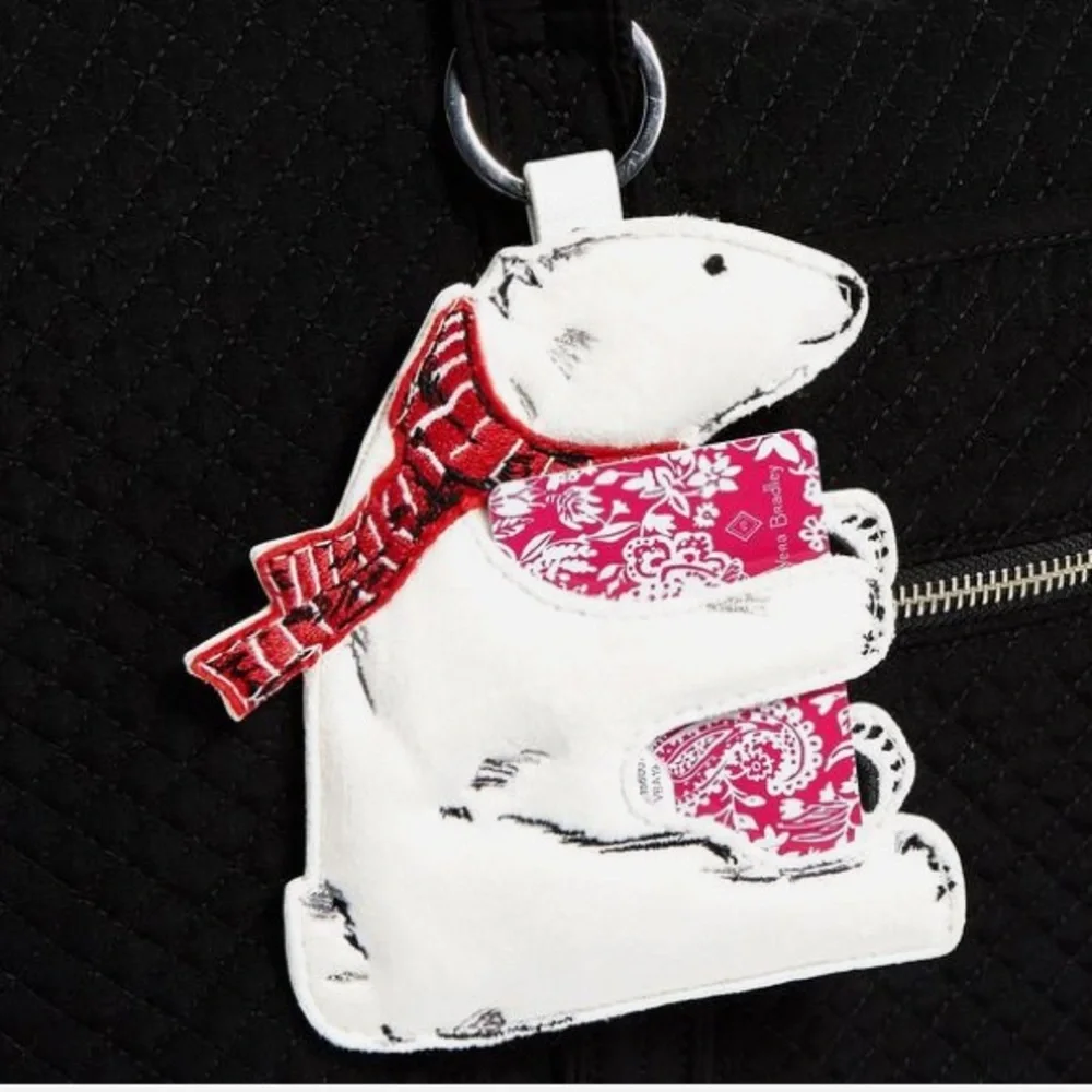 Vera Bradley Gift Card Bag Charm Beary Merry White